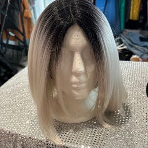 Elegant Ombre Black and White Wig